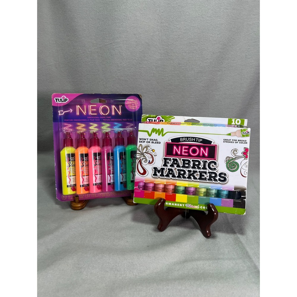 Tulip Fabric Markers and Dimensional Paint Neon Vibrant Craft Supplies‎ DIY